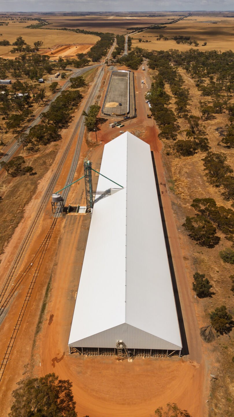 Site CBH ferme de grain Australie vue aérienne drone Western Australia PVT